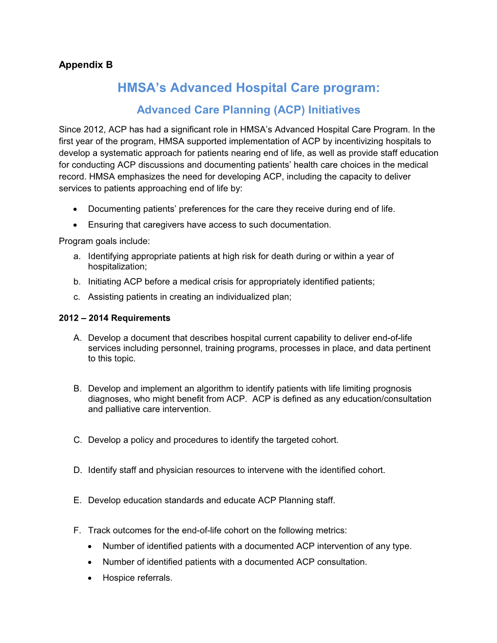 HMSA S Advanced Hospital Care Program