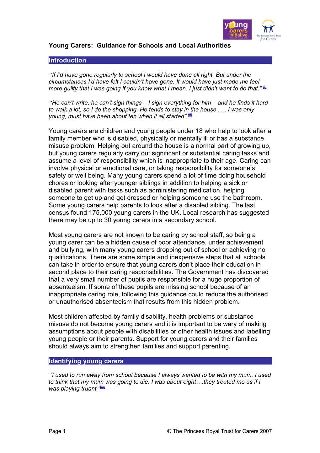 School Young Carers Policy (Sample)
