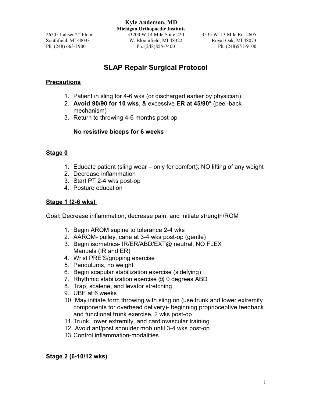 SLAP Repair Surgical Protocol