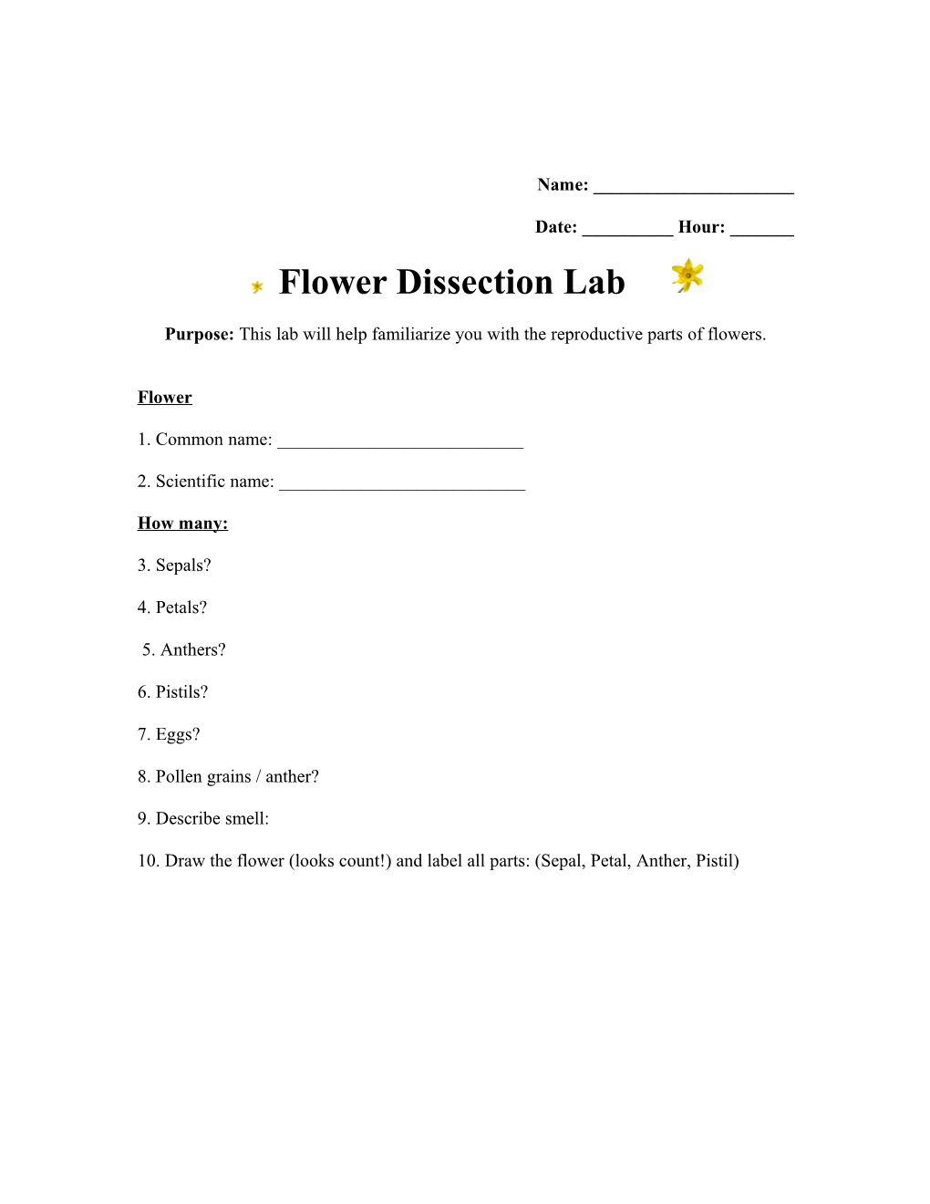 Flower Dissection Lab (Part 1)
