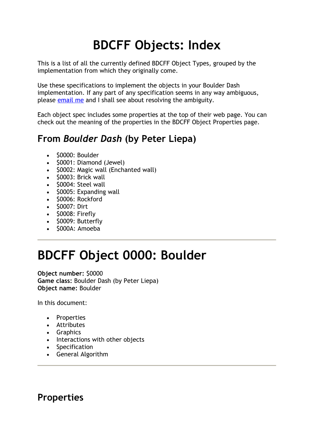 BDCFF Objects: Index