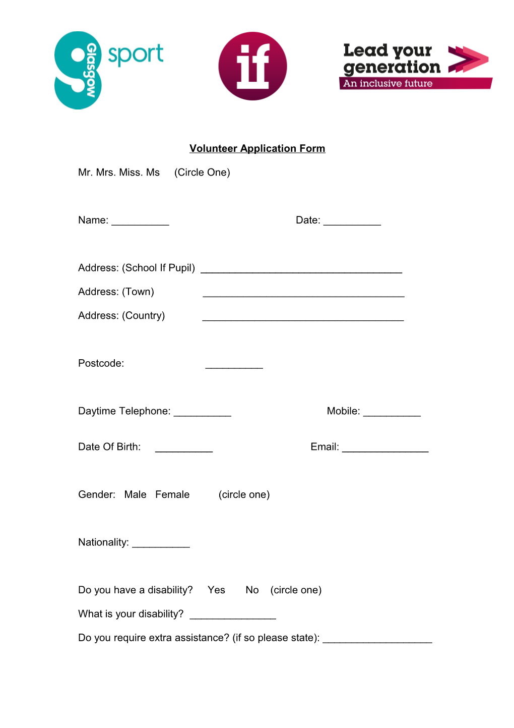 Volunteer Application Form s2