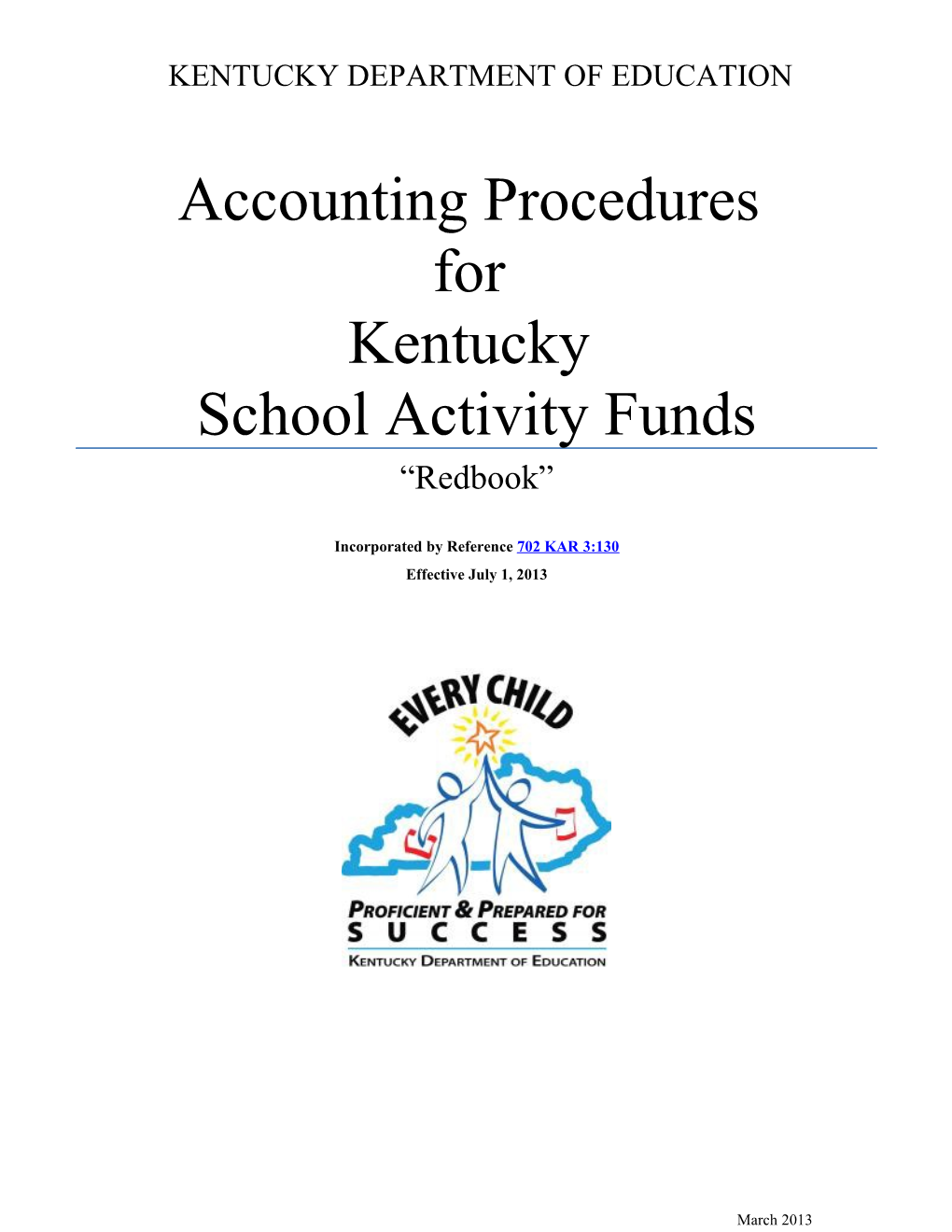 Accounting Procedures for Kentucky School Activity Funds