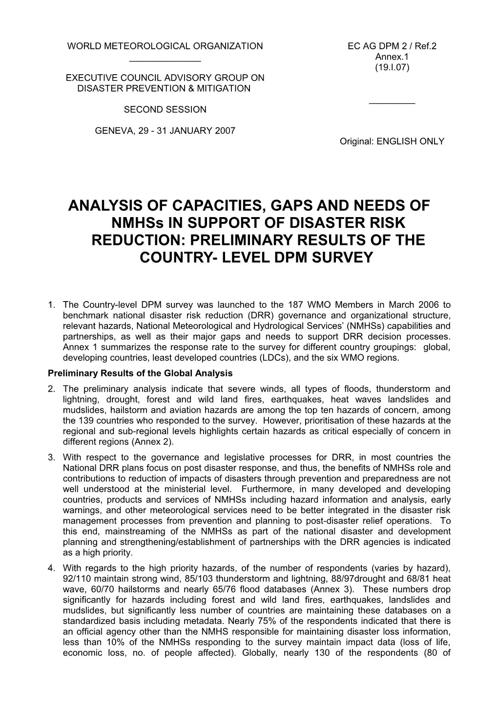 WMO Strategic Plan 2008-2011