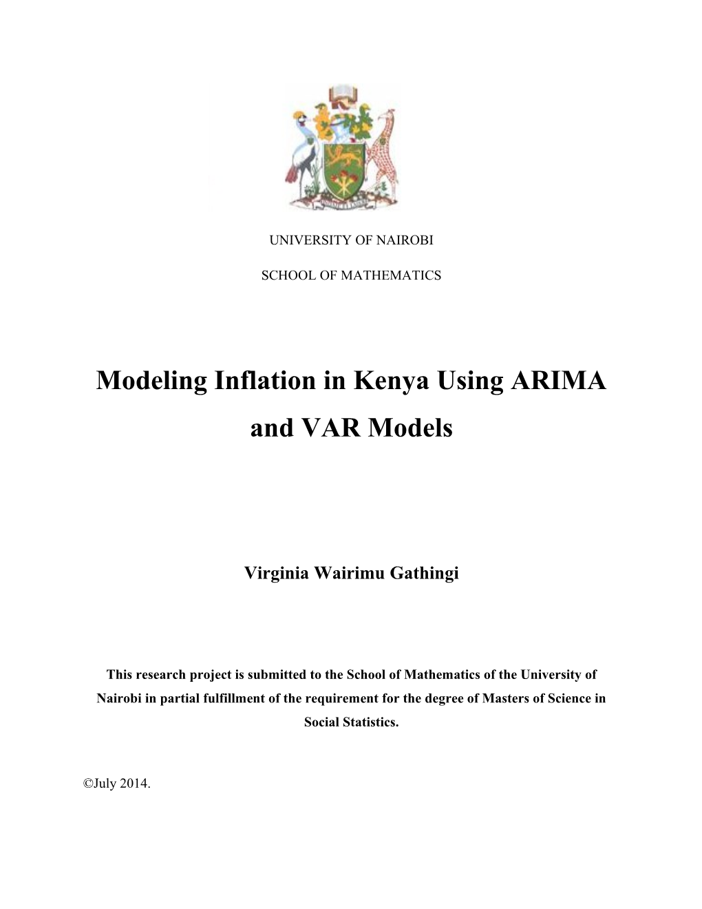 Modeling Inflation in Kenya Using ARIMA and VAR Models