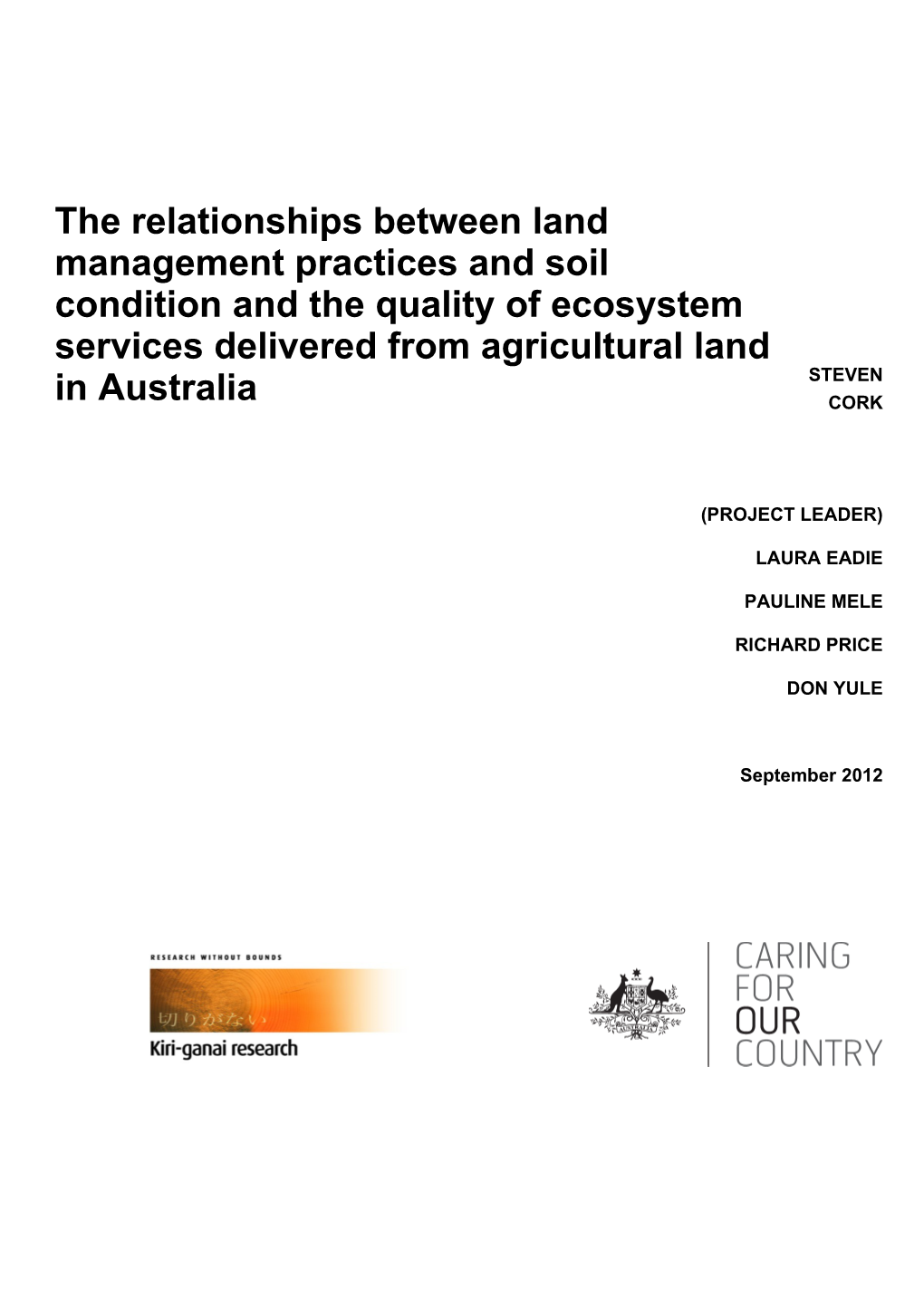 Relationships Between Land Management Practices and Soil Condition s1