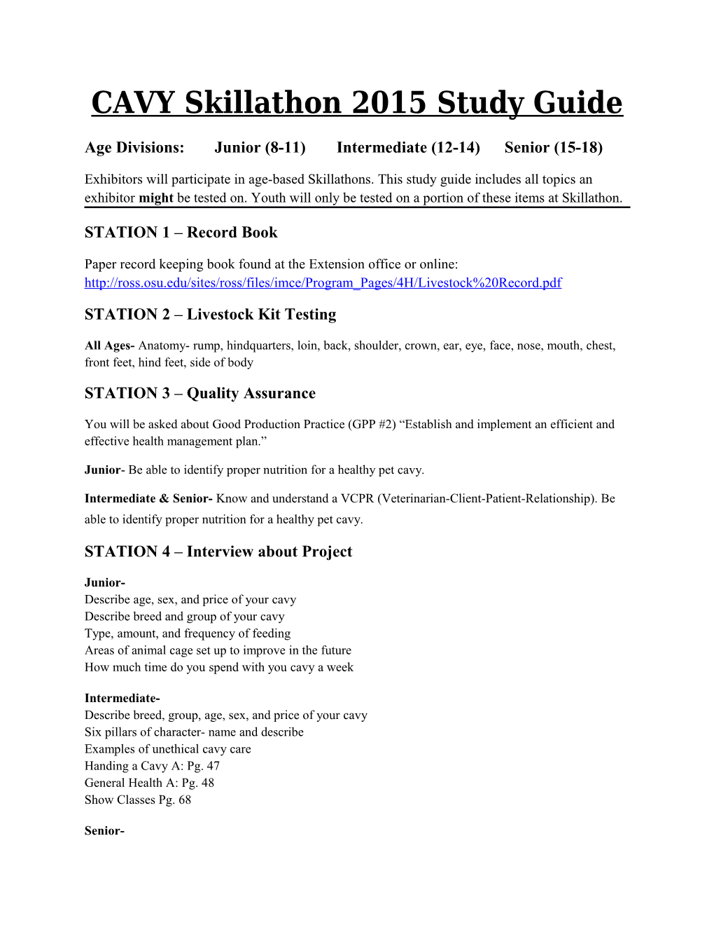 CAVY Skillathon 2015 Study Guide