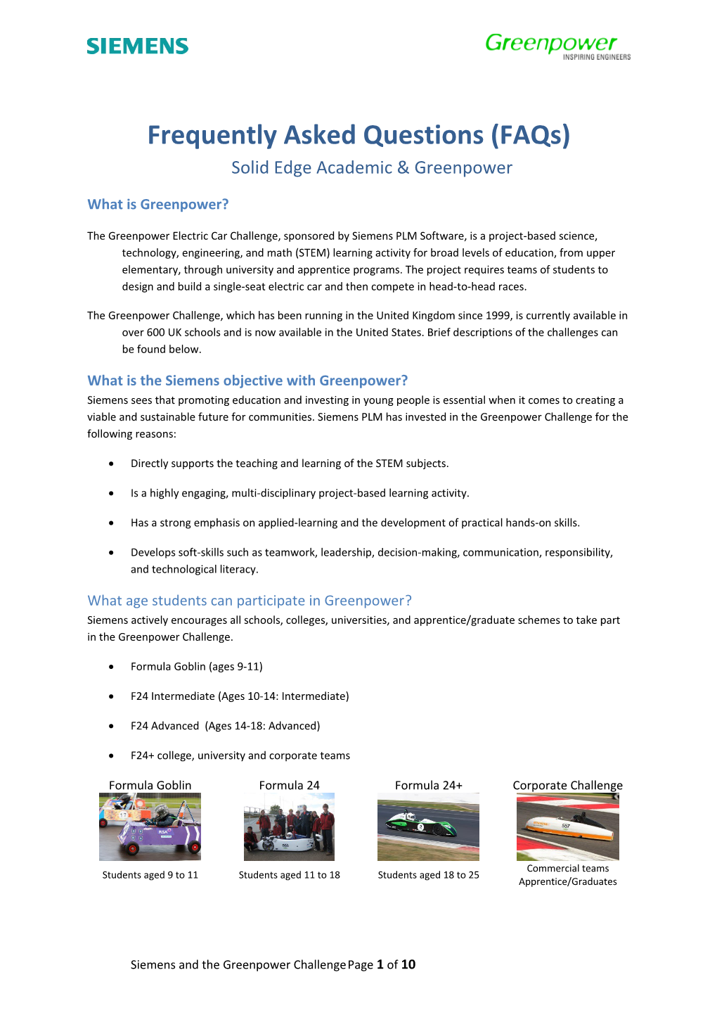 Frequently Asked Questions (Faqs)Solid Edge Academic & Greenpower