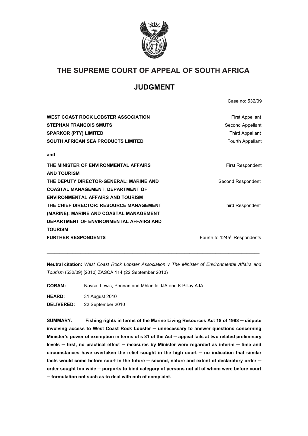 The Supreme Court of Appeal of South Africa s30