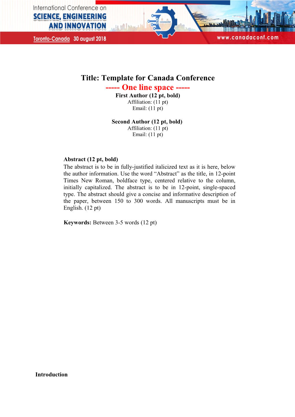 Title: Template for Canada Conference