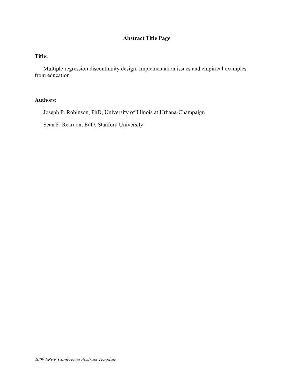 SREE 2008 Conference Structured Abstract s1