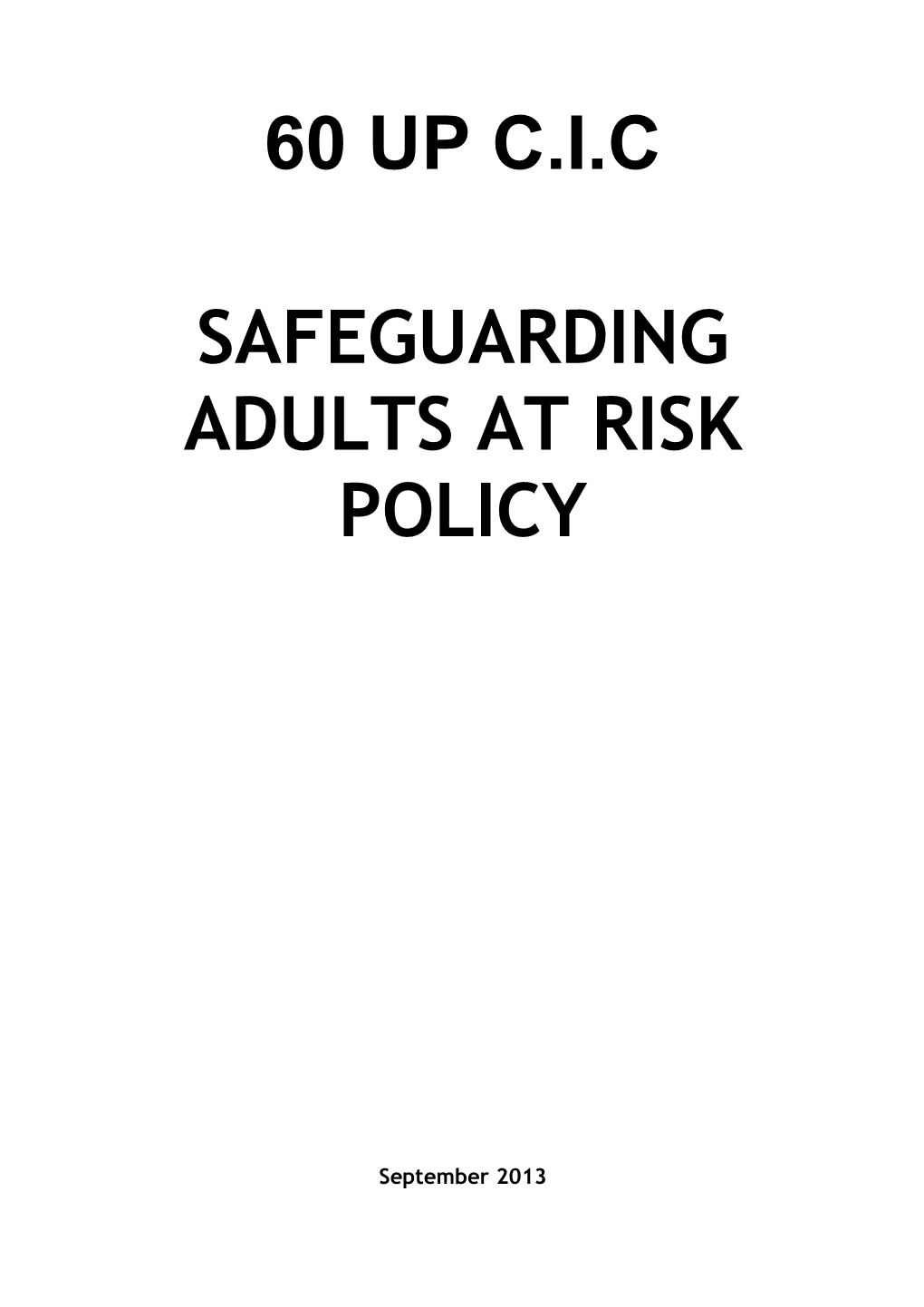 Safeguarding Adults at Risk Policy