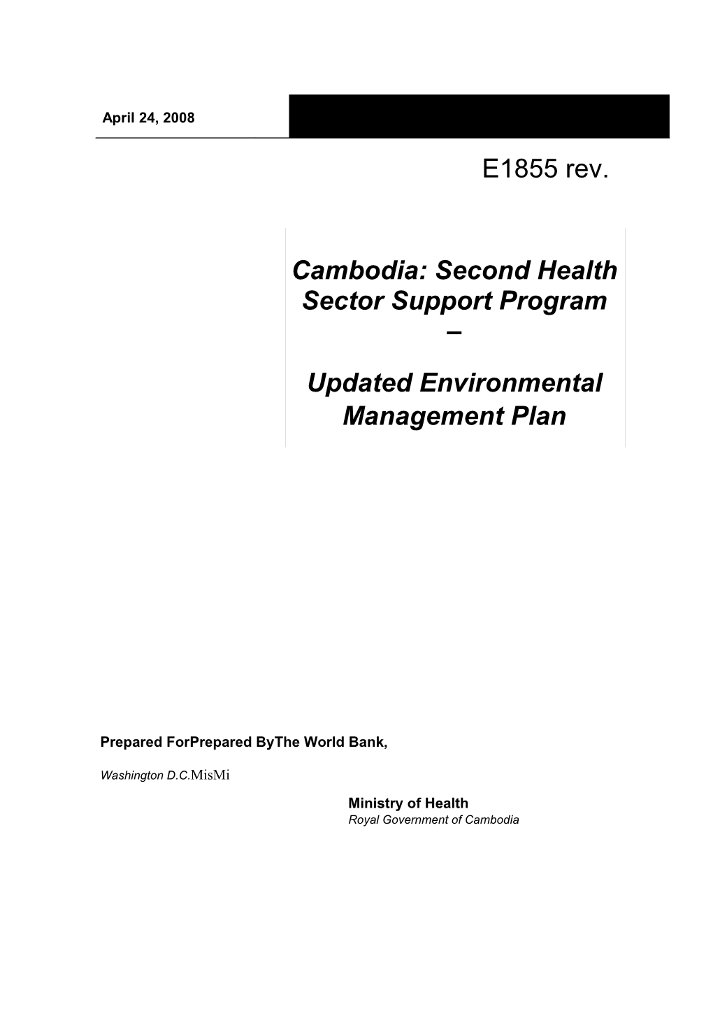 Cambodia: Second Health Sector Support Program