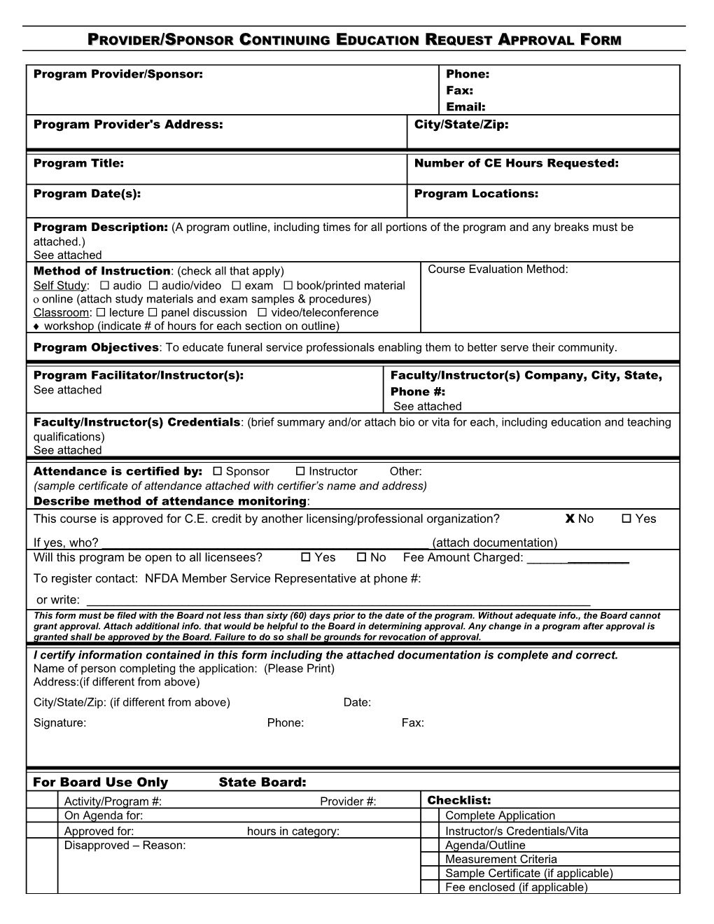 Uniform Ce Application Form