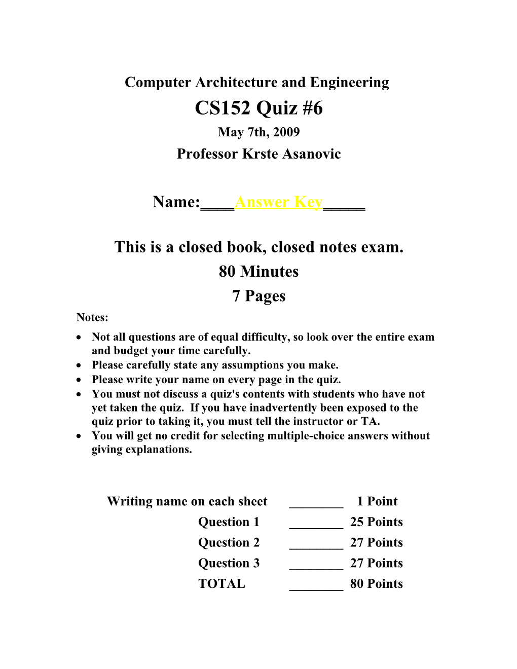 Computer Architecture and Engineering s1