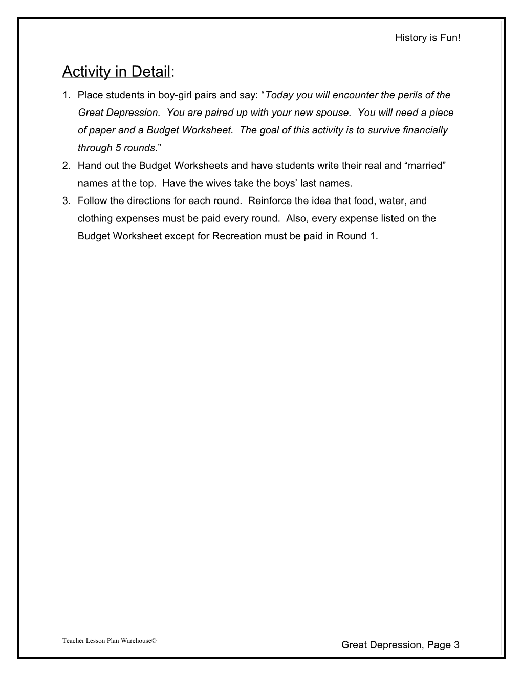 Student Activity Worksheets