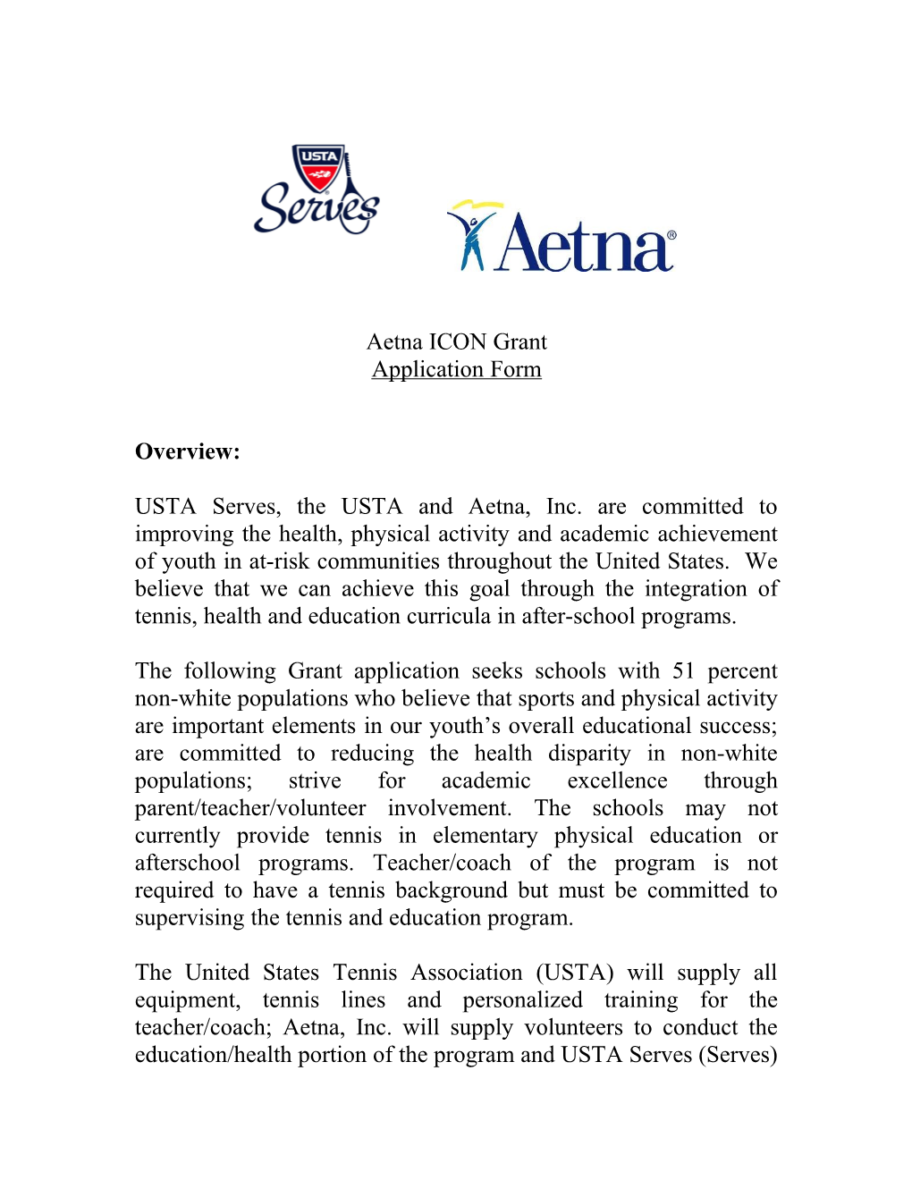 USTA Serves/Aetna RFP