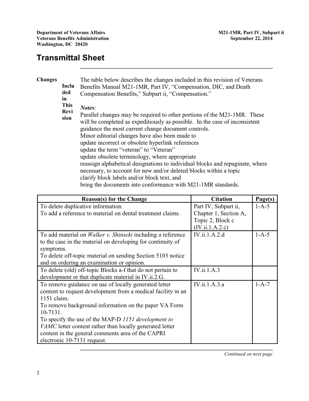 Department of Veterans Affairsm21-1MR, Part IV, Subpart Ii