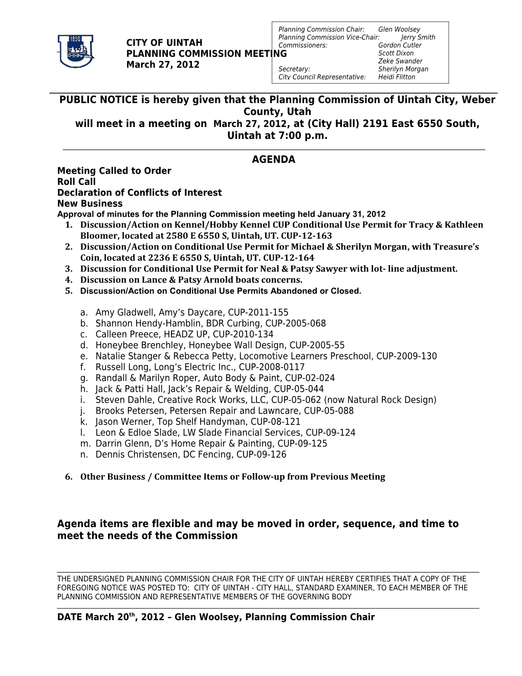 Planning Commission Agenda s4