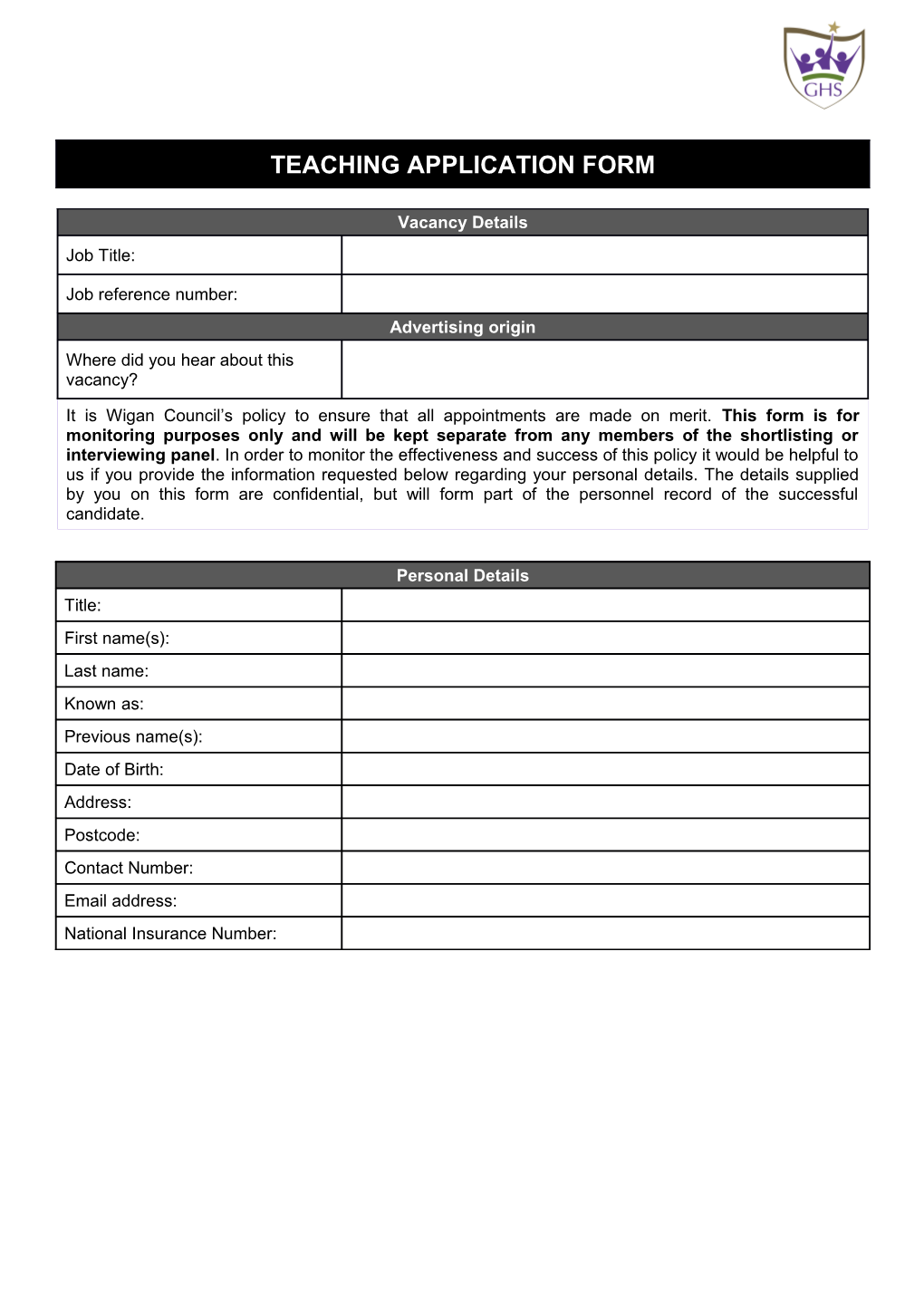 Application for Employment - Disclosure Required s1