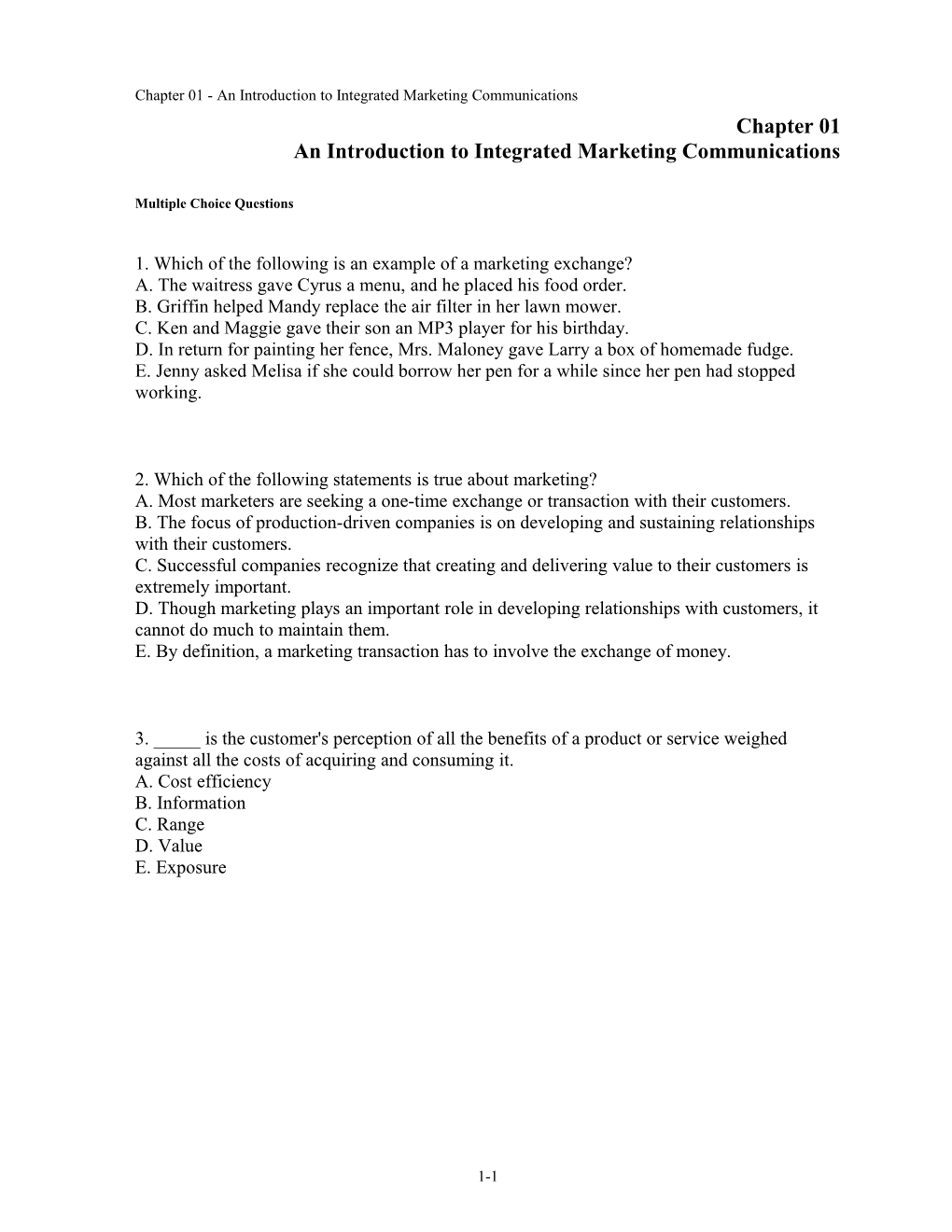 Chapter 01 an Introduction to Integrated Marketing Communications