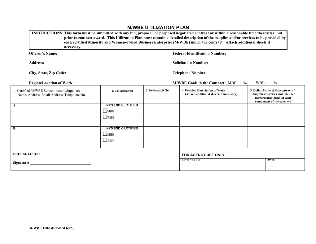 Offeror S Name: Federal Identification Number