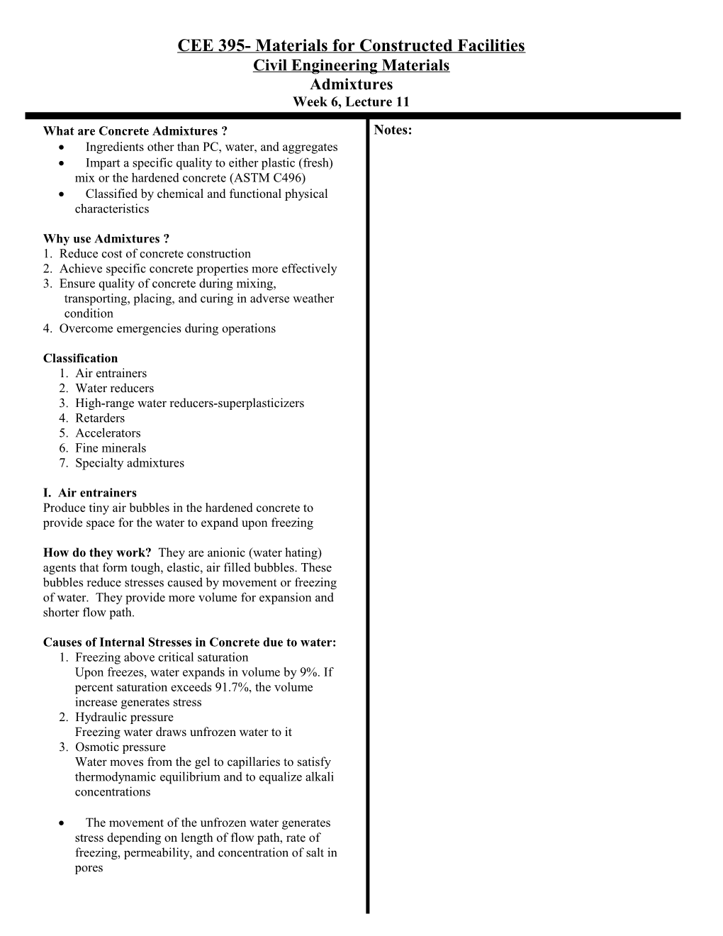 CEE 395- Materials for Constructed Facilities