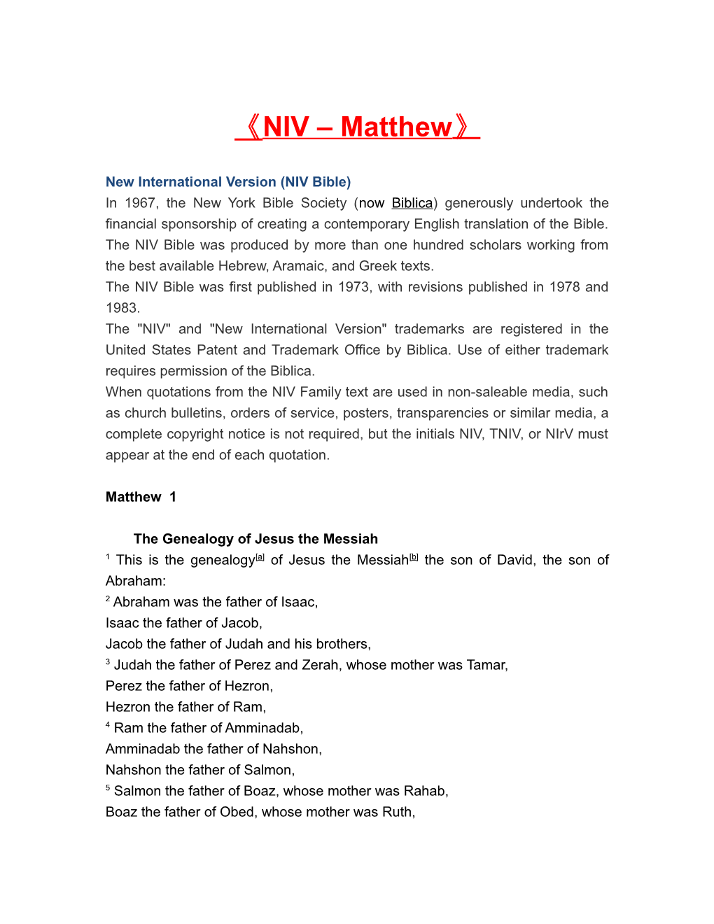 New International Version (NIV Bible)