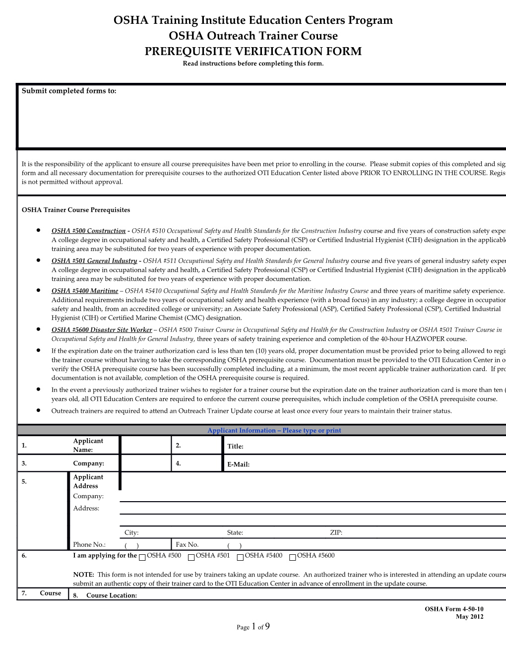 2009 Prerequisite Verification Form s1