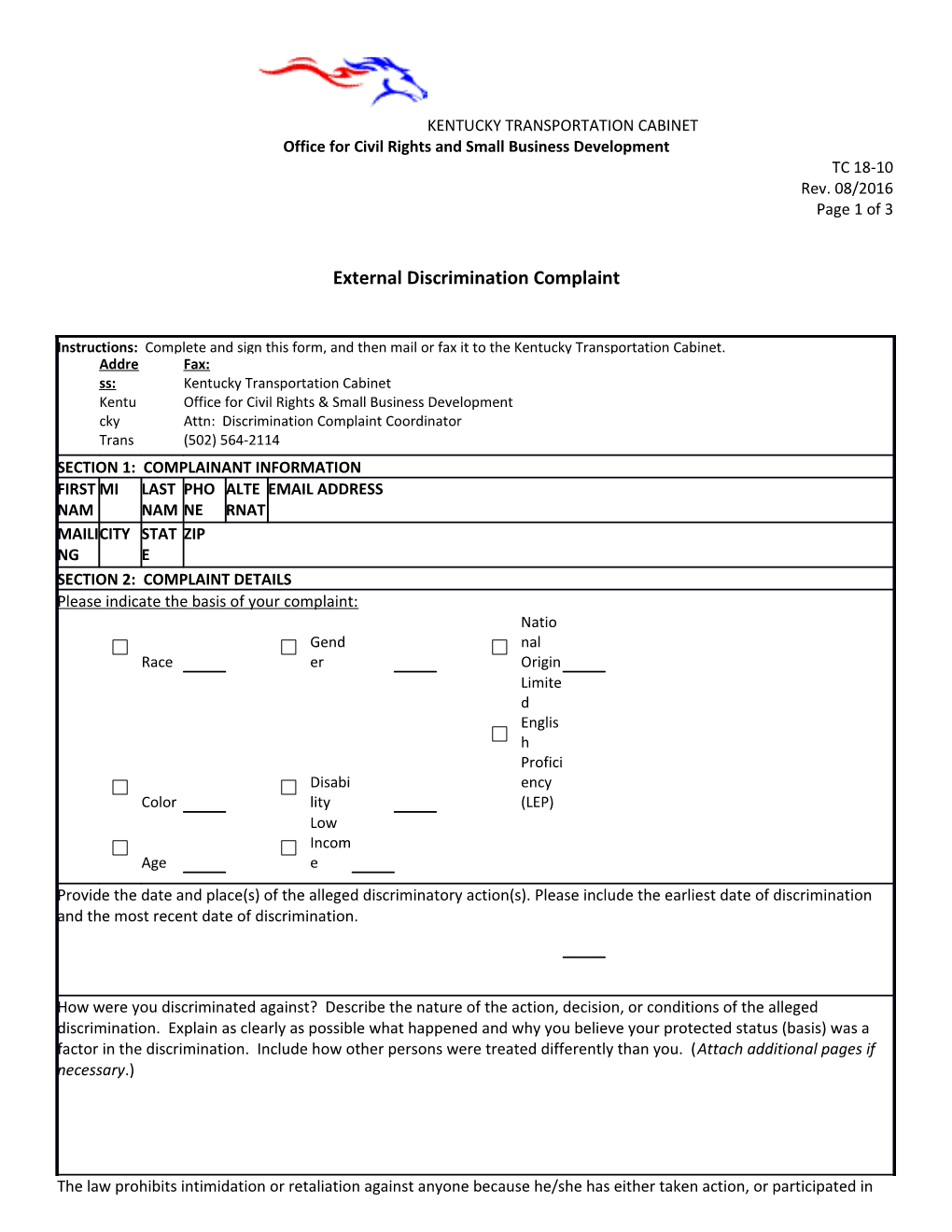 External Discrimination Complaint