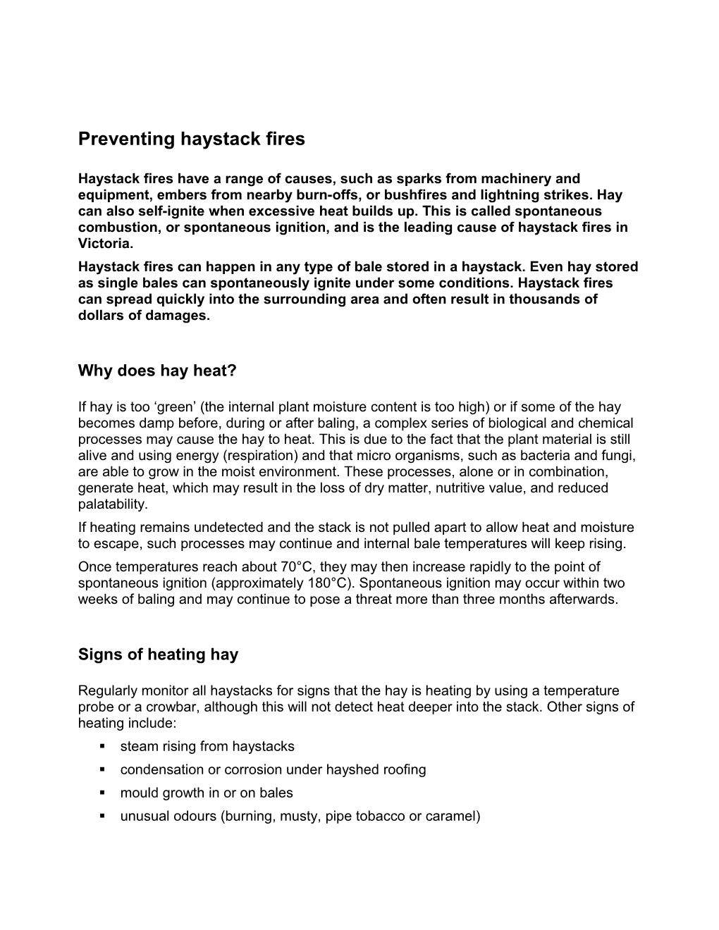 Preventing Haystack Fires