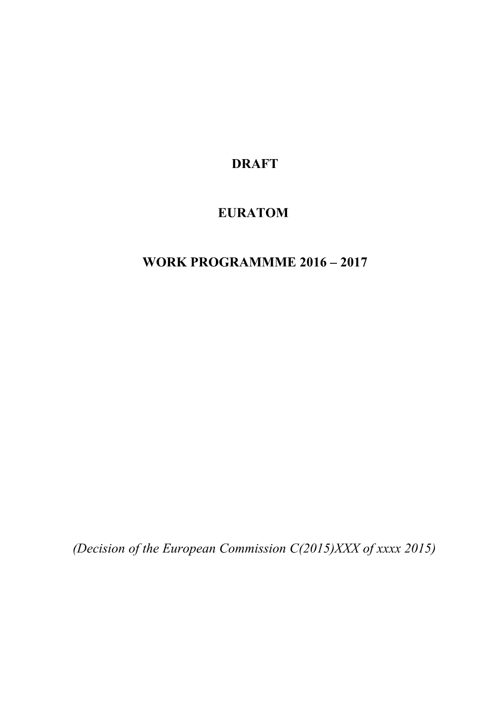 Euratom Work Programme 2016-2017