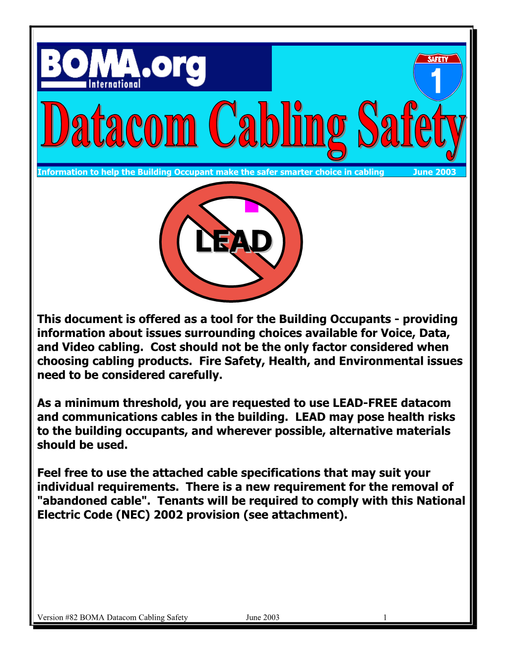 Data Cabling Safety