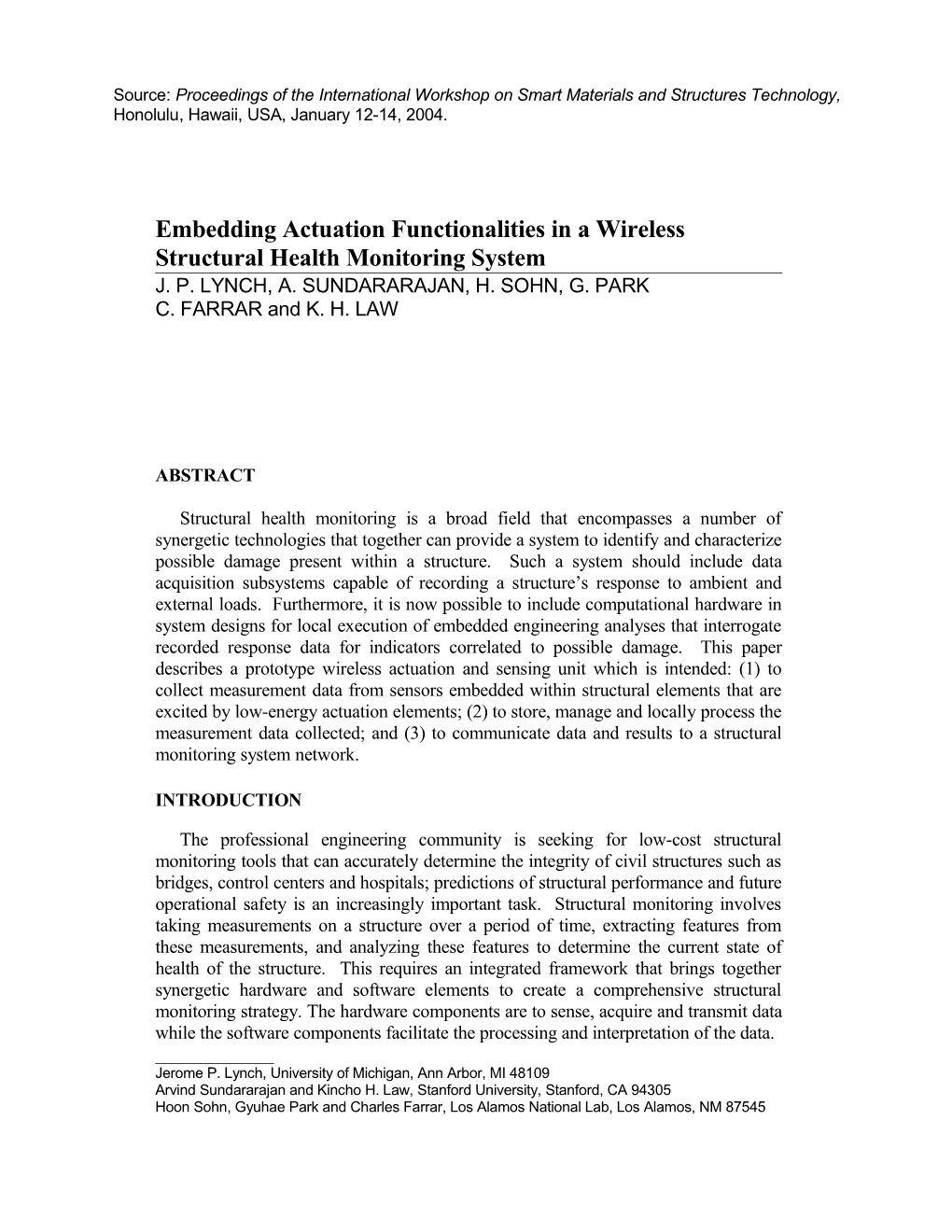 Embedding Actuation Functionalities in a Wireless Structural Health Monitoring System