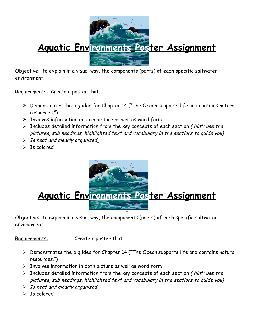 Oceans Environment Poster Assignment