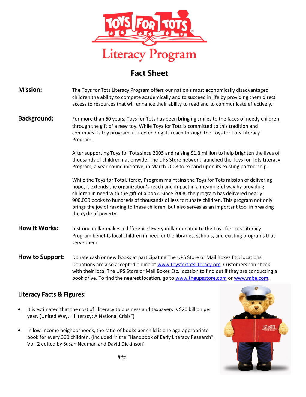 Mission: the Toys for Tots Literacy Program Offers Our Nation's Most Economically Disadvantaged