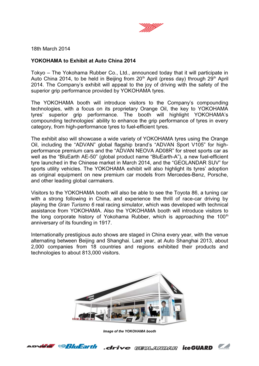 YOKOHAMA to Exhibit at Auto China 2014