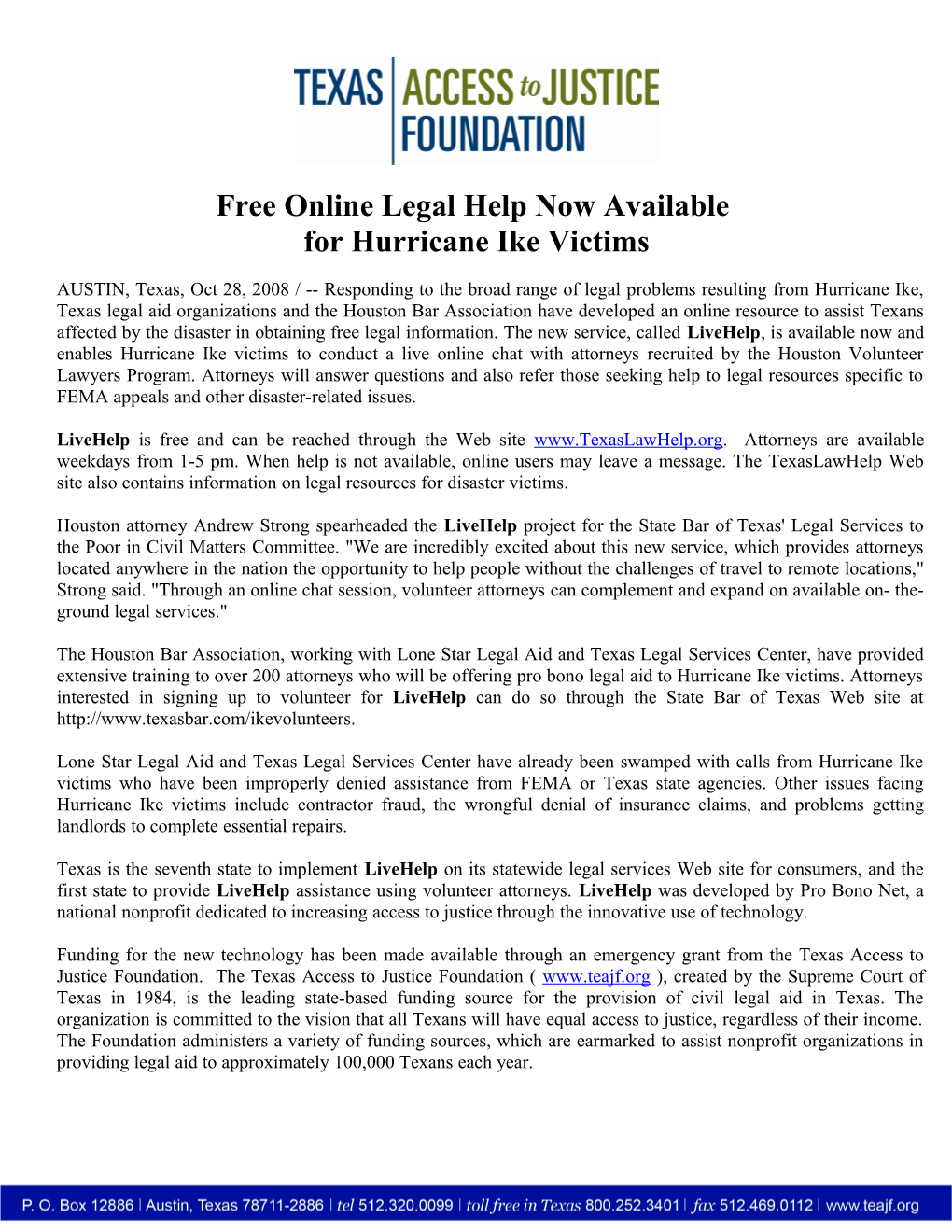 Free Online Legal Help Now Available