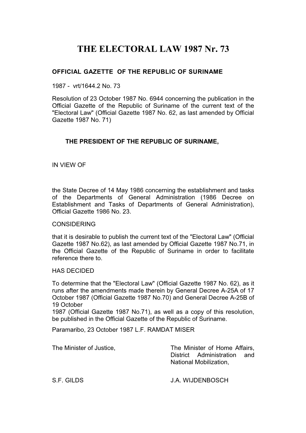 Official Gazette of the Republic of Suriname