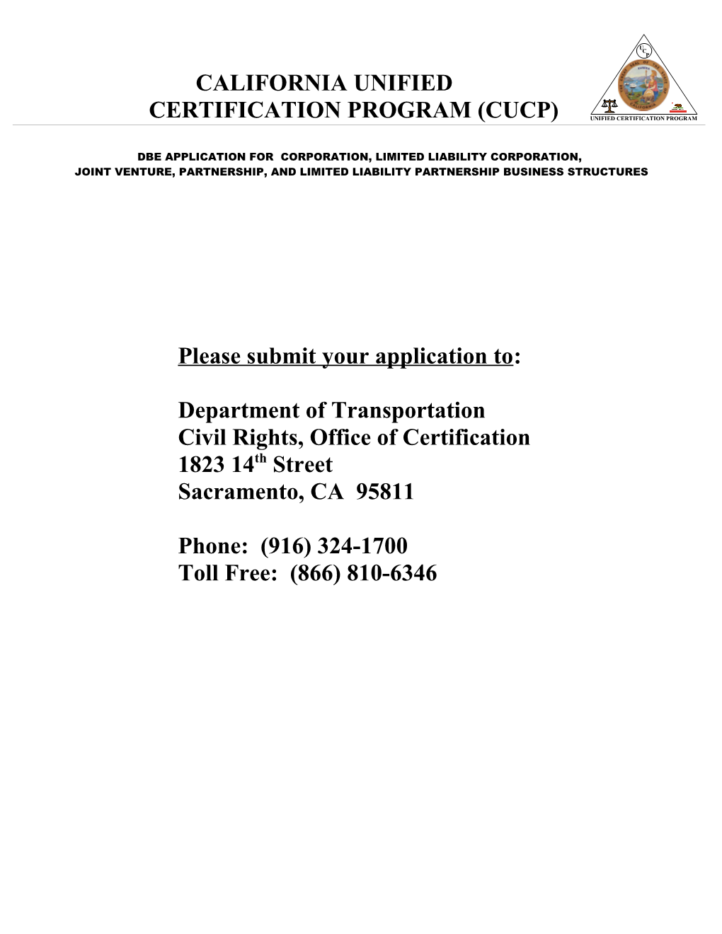 Dbe Application for Corporation, Limited Liability Corporation