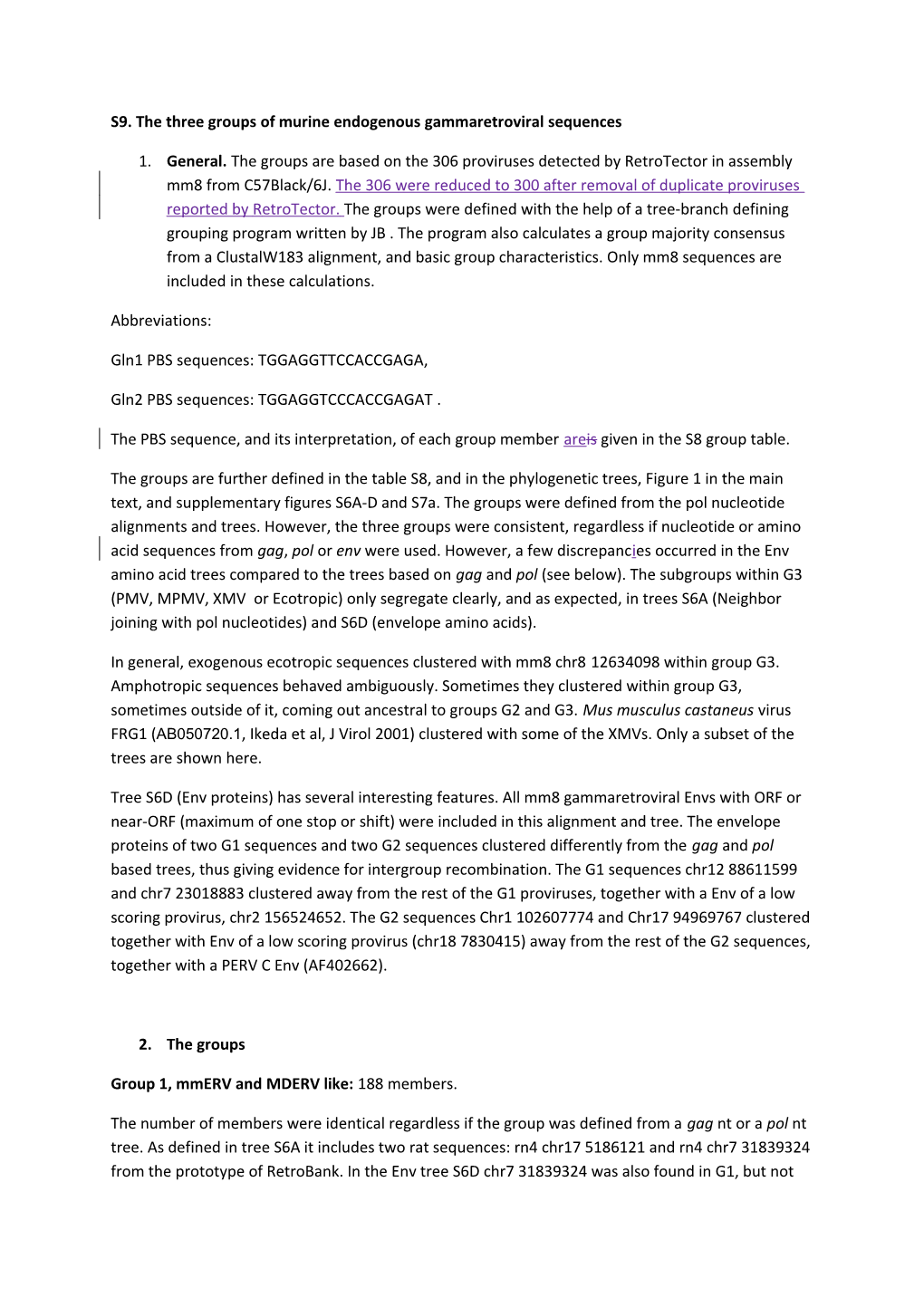 S9. the Three Groups of Murine Endogenous Gammaretroviral Sequences