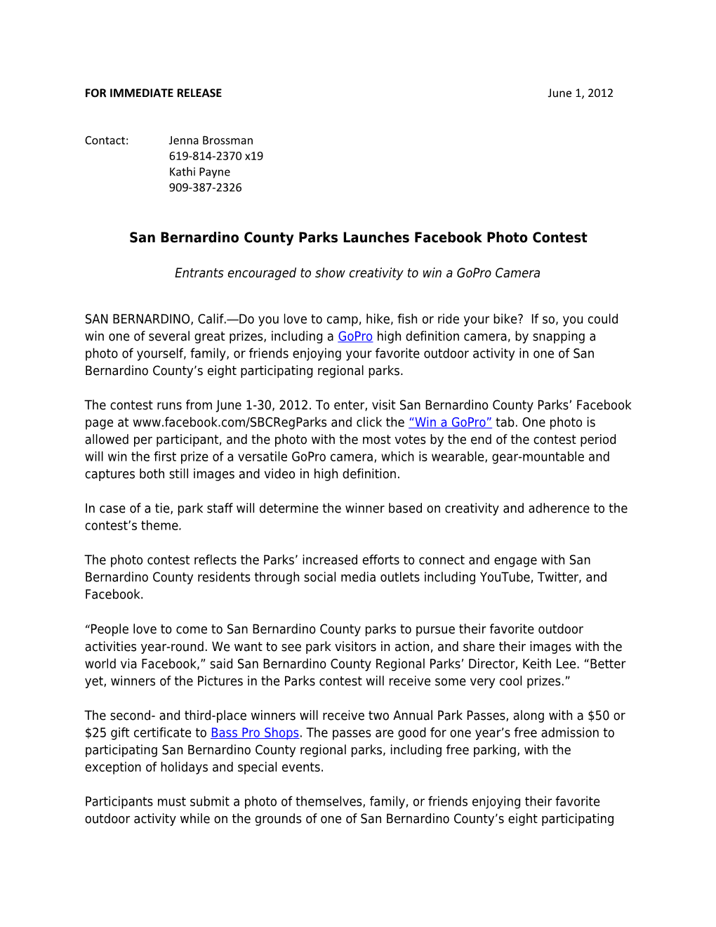 San Bernardino County Parks Launches Facebook Photo Contest