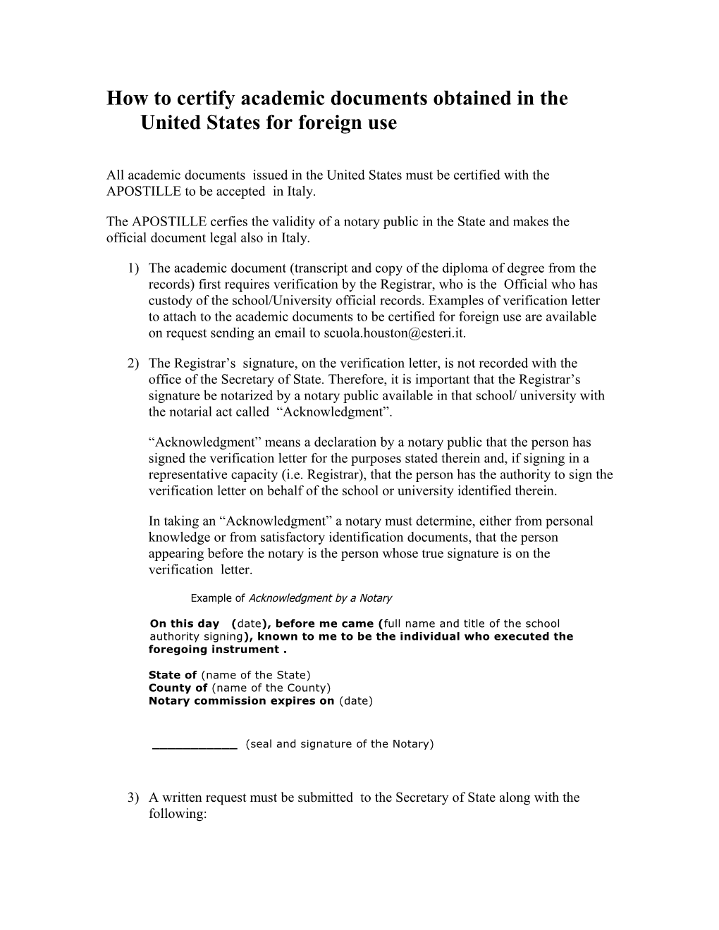 How to Certify Academic Documents Obtained in the United States for Foreign Use