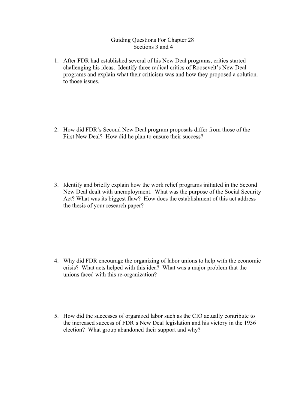 Guiding Questions for Chapter 28