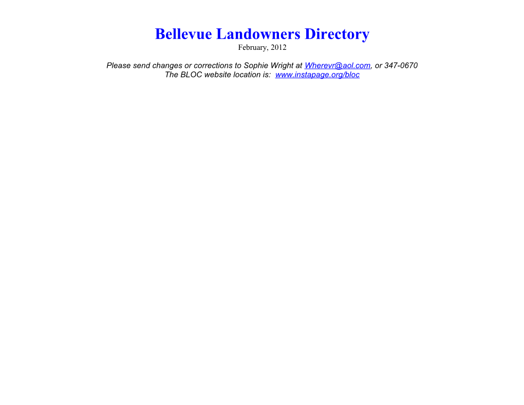 Bellevue Landowners Directory