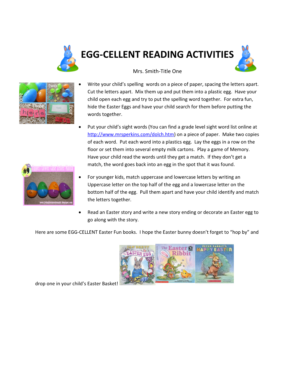Egg-Cellent Reading Activities