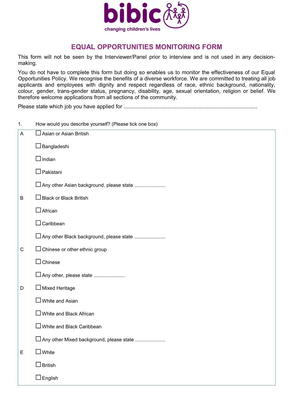 Equal Opportunities Monitoring Form s5