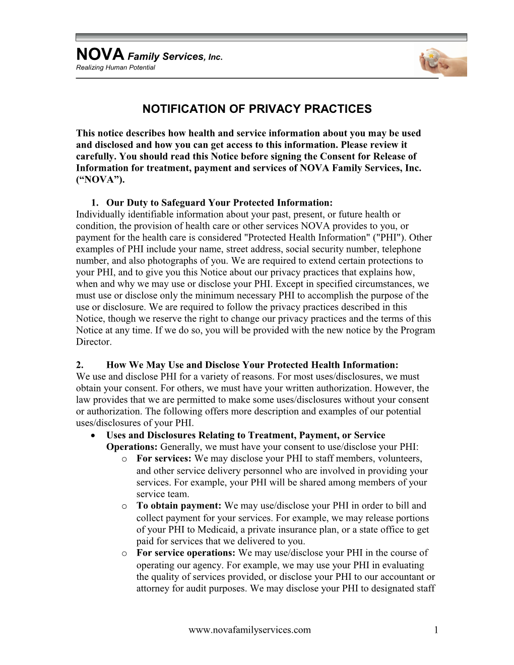 Notification of Privacy Practices