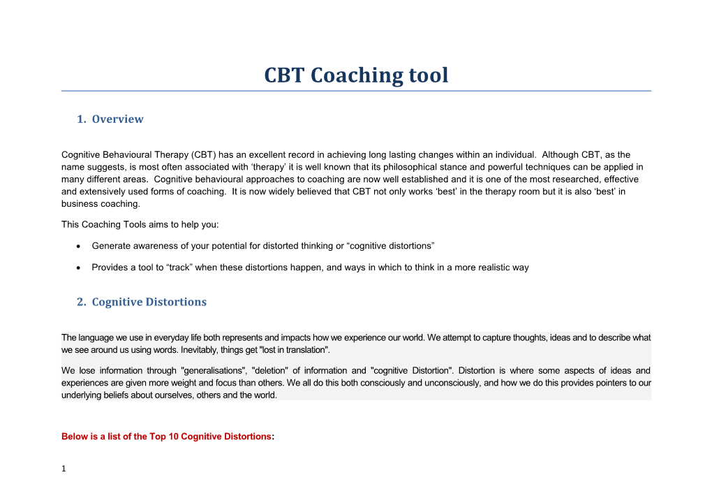CBT Coaching Tool