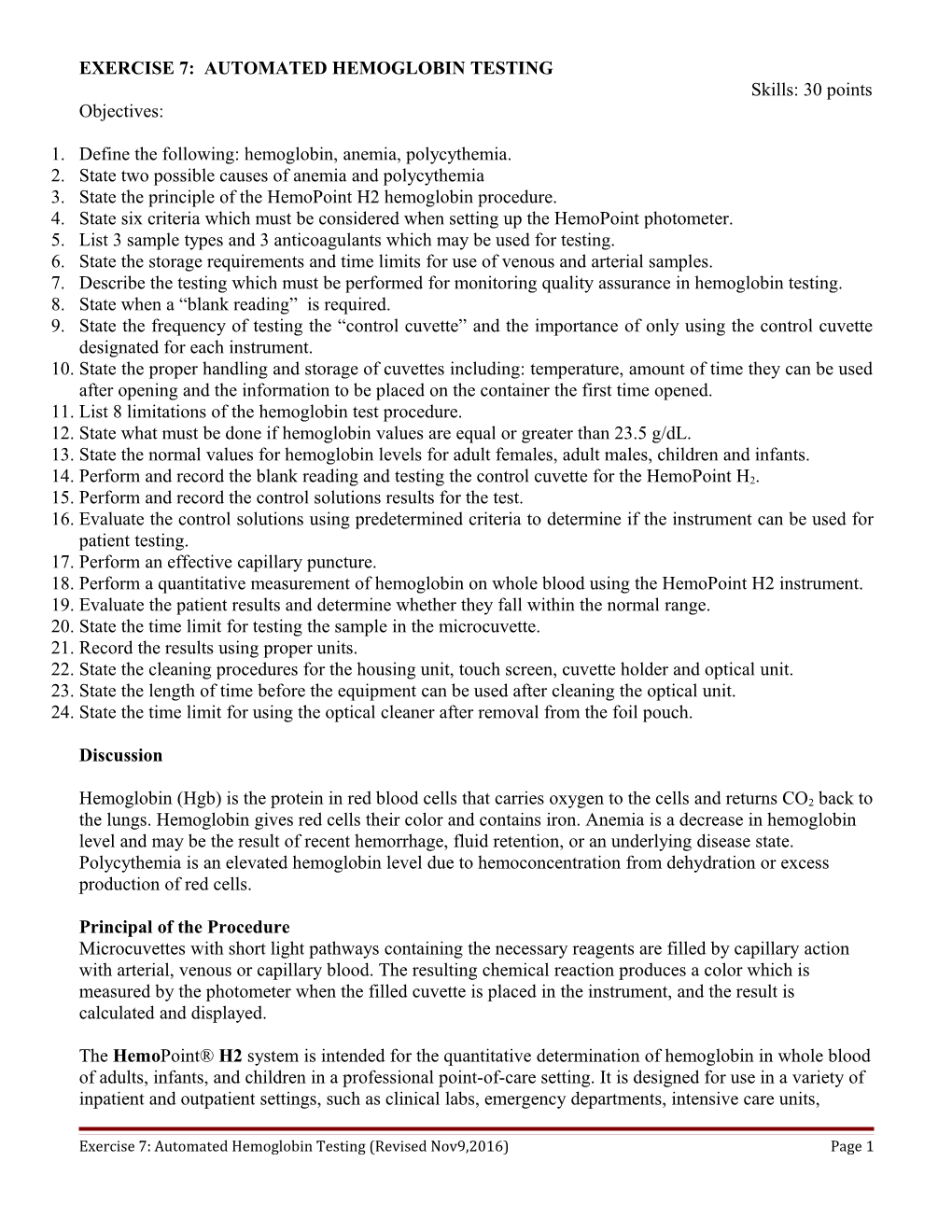 Exercise 9: Automated Hemoglobin Testing